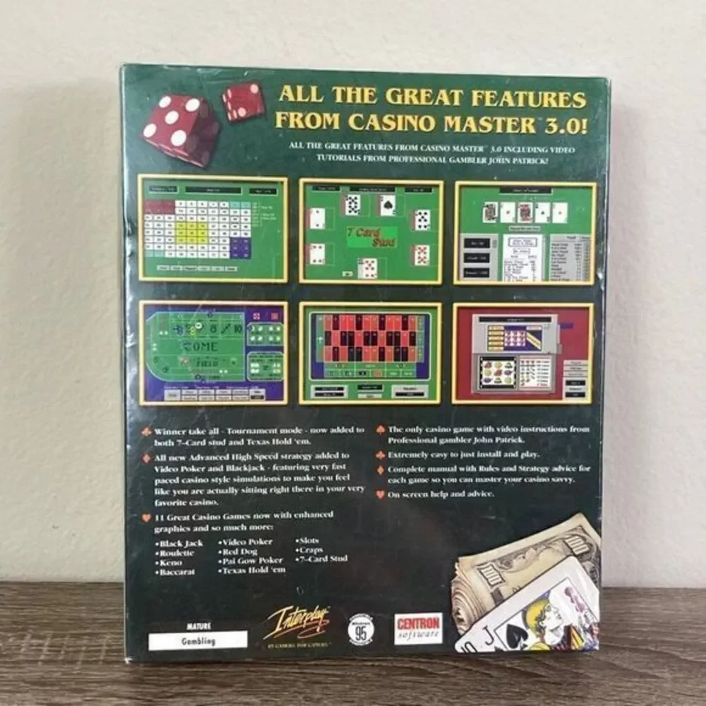 Casino Master 4.0 PC Game Edition Shuffle Deal CD-Rom Centron‎ Software New NIB